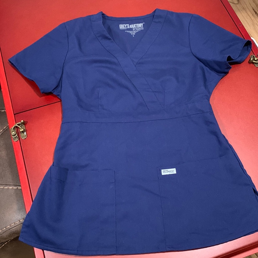 Greys Anatomy Navy Blue Scrub Top